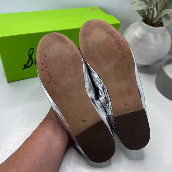 Sam Edelman Felicia Leather Ballet Flats Silver I10750L023 Women's 8 M Metallic - Picture 8 of 10